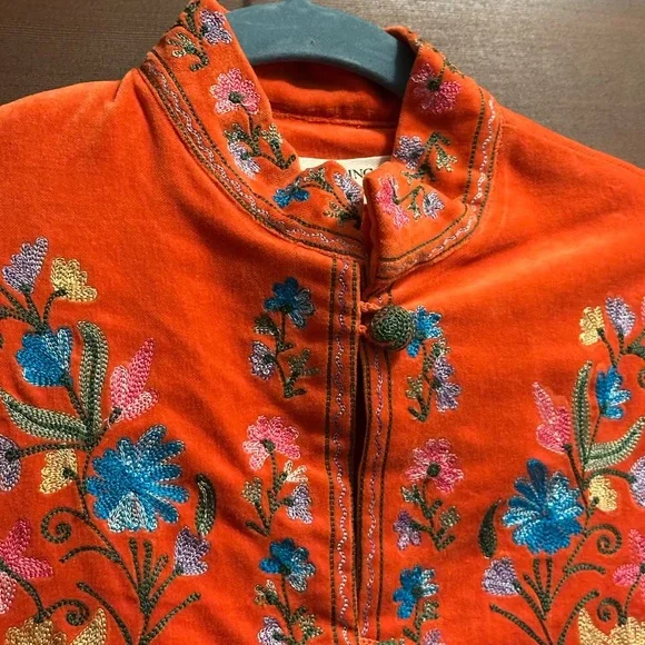 NWT CU It's Only Rock 'n Roll Embroidered Cotton Velvet Long Line Jacket M - Picture 6 of 11